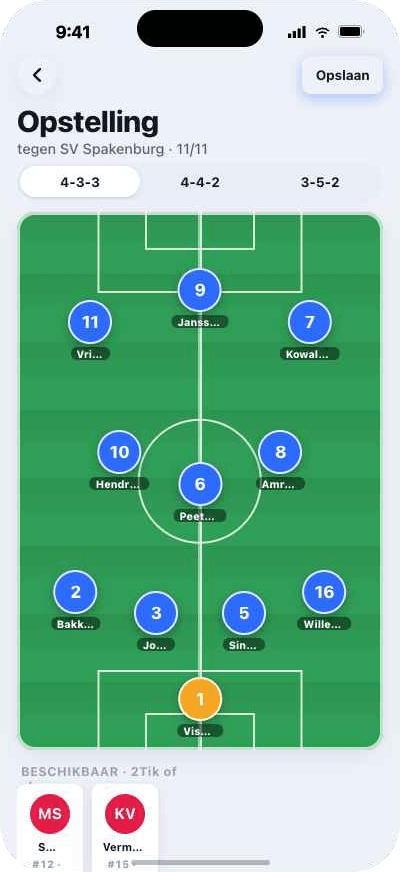 Team Compleet — opstelling